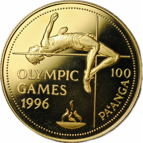 Монета 100 паанга 1994 Олимпиада Атланта 1996 Тонга клуб нумизмат монета паанга тонги 1996 года серебро корона королевы матери