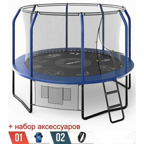 Каркасный батут Unix Line 10ft Supreme Game (blue) + аксессуары, 305х305х241 см