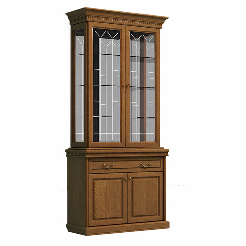 Витрина из массива дуба 2-х дверная прогресс Соломон 110 х 49 х 2284 см Терракот 180130₽