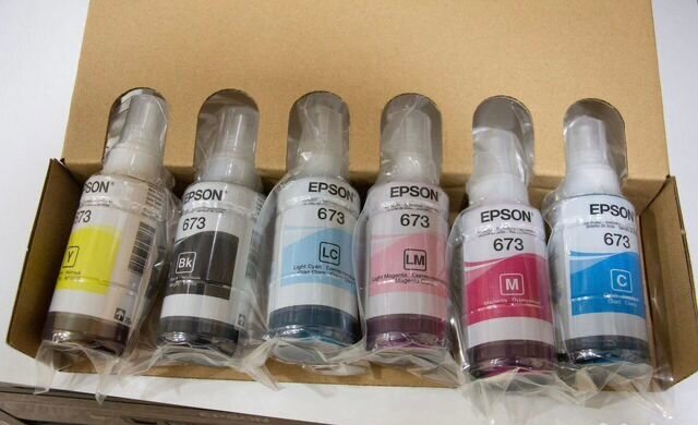 Чернила для Epson L800-T6731-T6736, комплект 6 цветов, оригинальный без коробок в техупаковке