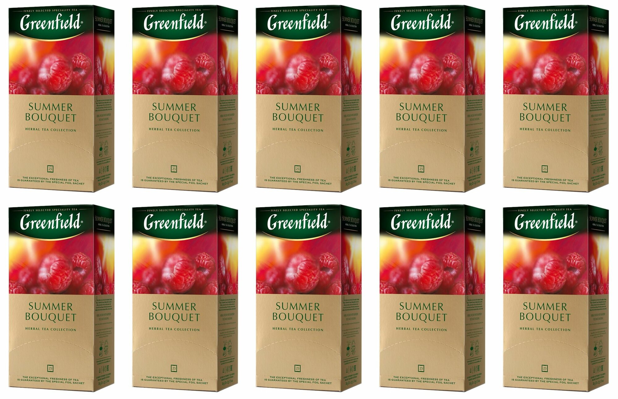 Greenfield Чай в пакетиках Summer Bouquet, 25 шт х 2 г, 50 г, 10 уп