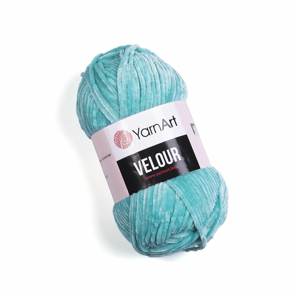 Пряжа Велюр (Velour) упаковка 5 мотков 100 г. 170 м. 100% микрополиэстер цвет 864 светло-бирюзовый