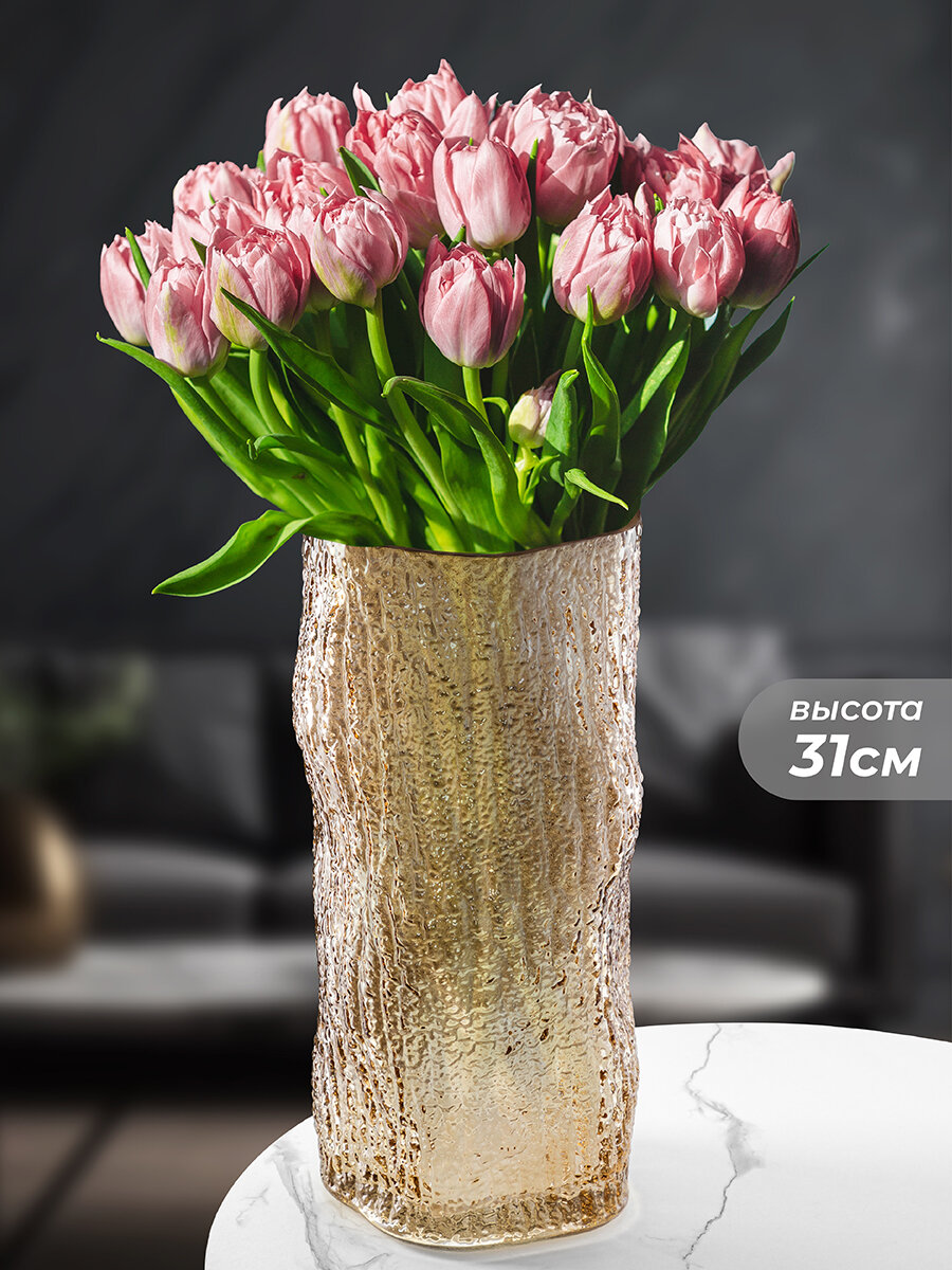 Ваза настольная 14х14х315 см Elan Gallery коричневая стекло