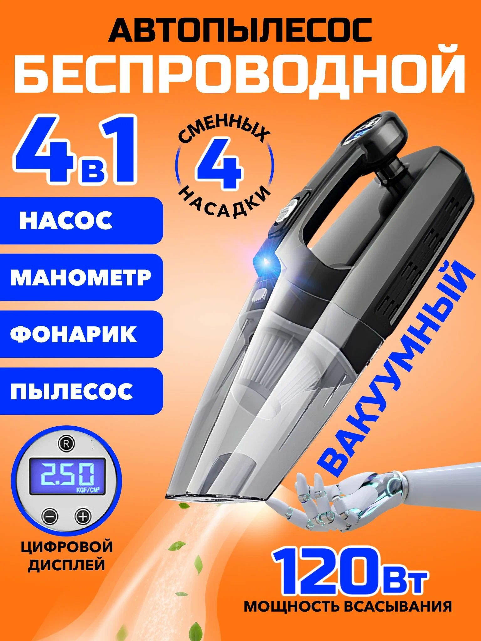 Пылесос автомобильный с компрессором Proliss Pro-1007