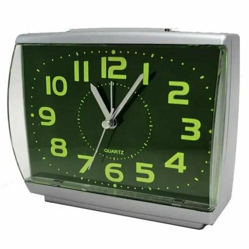 Часы-будильник SAKURA SA-8502BK (1хАА) флуоресцентные цифры Чернсерый металлик