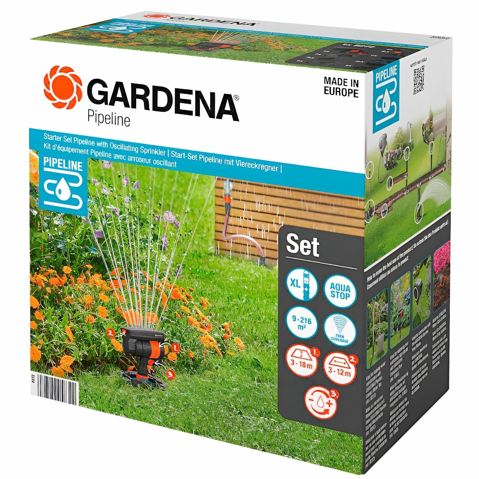Базовый комплект садового водопровода с осциллирующим дождевателем Gardena 08272-20