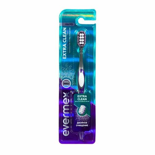 Зубная щетка Evermex Extra Clean, средней жесткости, фиолетовая зубная щетка средней жесткости aquafresh clean deep