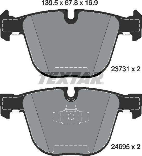 Колодки задние с противошумной пластиной q+ bmw 5-serie (f07) 3.0/3.5l+d/7-serie (f01) 2009-> textar 2373101