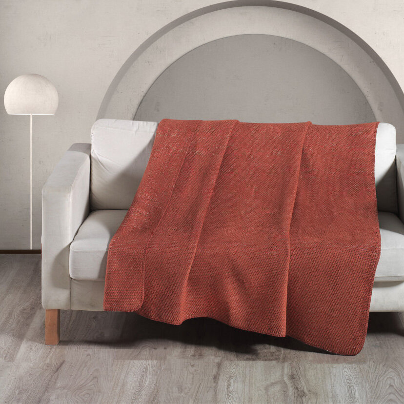 Плед 200x220 Softy покрывало на диван, кровать, красный