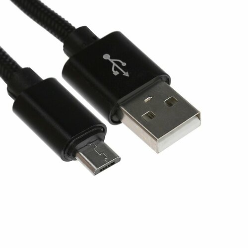 Кабель MicroUSB - USB 21 А оплётка нейлон 1 метр чёрный 338₽