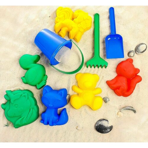 Набор для игры в песке 111 6 формочек для песка совок грабли ведро микс 430₽