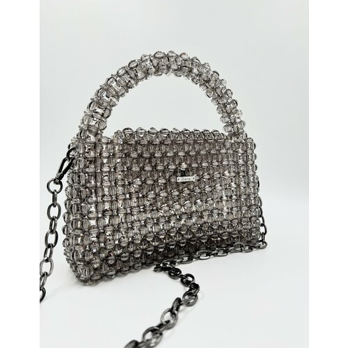 Сумка кросс-боди , фактура плетеная, серый