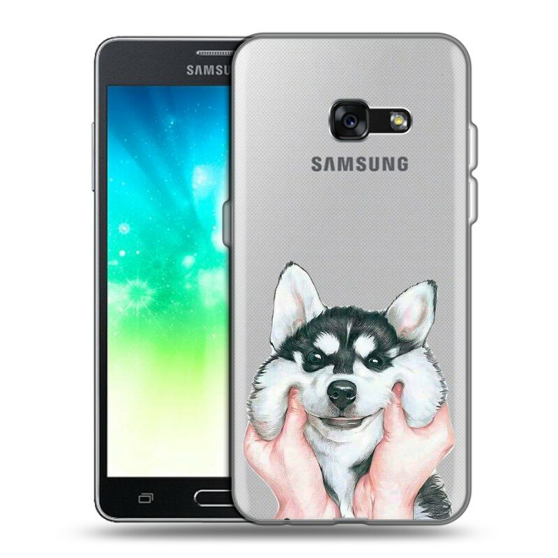 Полупрозрачный дизайнерский силиконовый чехол для Самсунг Галакси А3 (2017) / Samsung Galaxy A3 (2017) Хаски