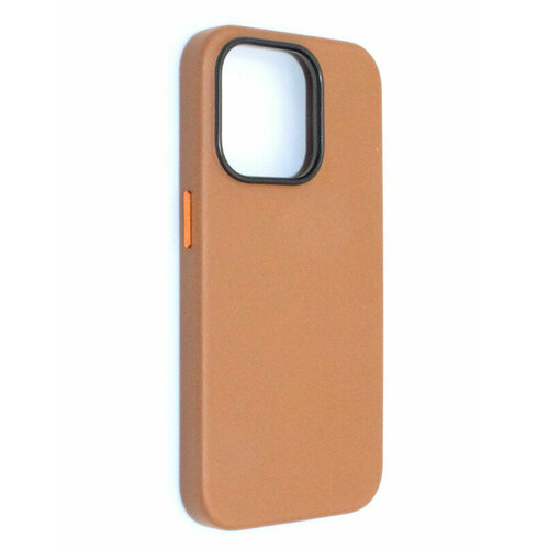 Чехол с MagSafe на iPhone 14 Pro Кожаный (New line)-Коричневый