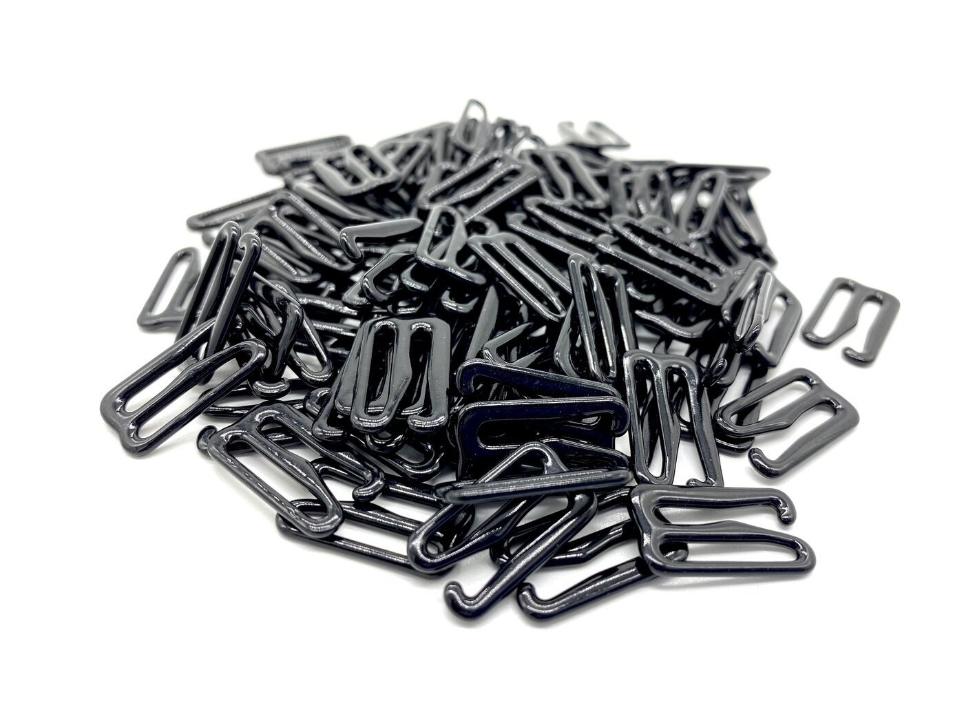 Крючок для бюстгальтера (фурнитура для белья) металл 10мм, цв. черный, упак.100шт (+- 5шт)