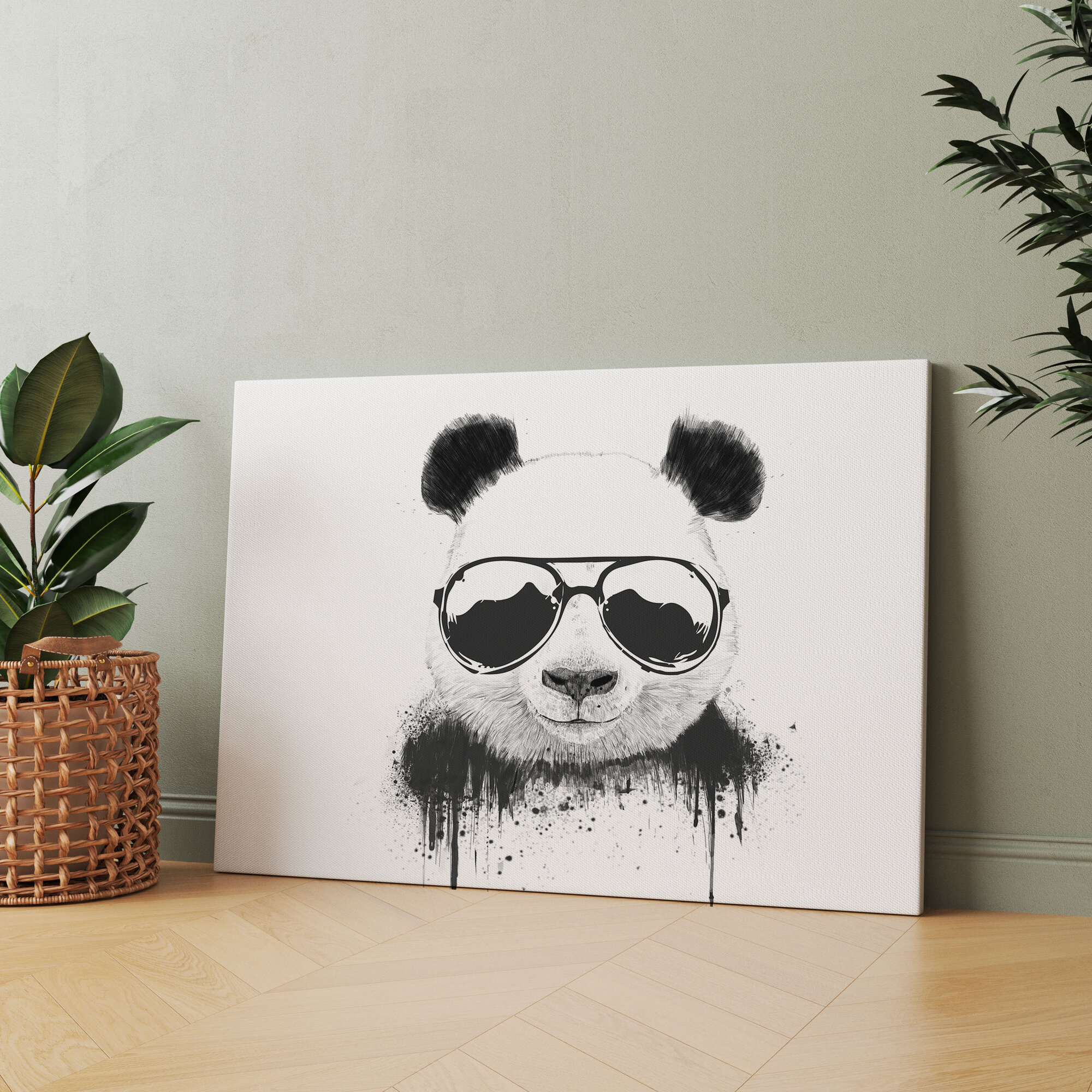 Картина на холсте (Панда в очках, Арт, животные, природа) 30 40 см/для интерьера/на стену/в комнату/в подарок/в кабинет