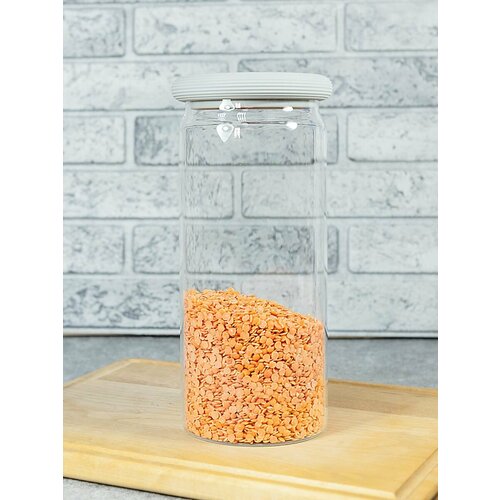 Банка для хранения с крышкой 1100ml серая 823₽