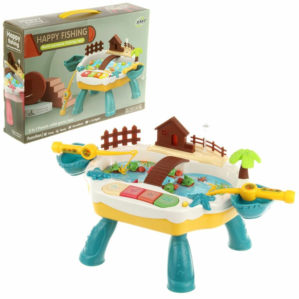 Магнитная рыбалка - пианино, развивающие игрушки Монтессори, детский интерактивный бассейн для рыбной ловли с удочкой для мальчиков и девочек от 3 лет