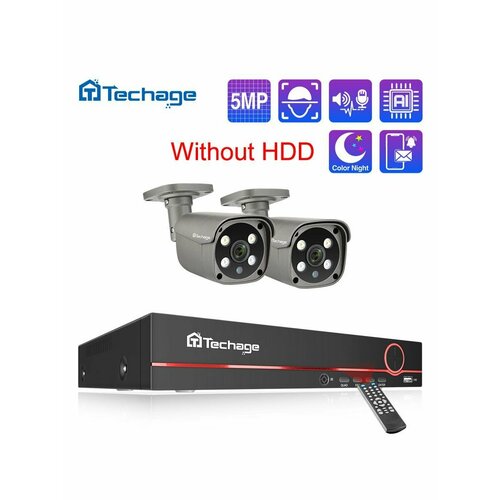 камера видеонаблюдения techage 8 каналов 5 мп poe 5 мп система видеонаблюдения, наружная водонепроницаемая
