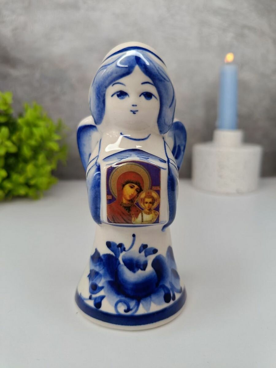 фото Ангел с иконой Божией Матери гжель