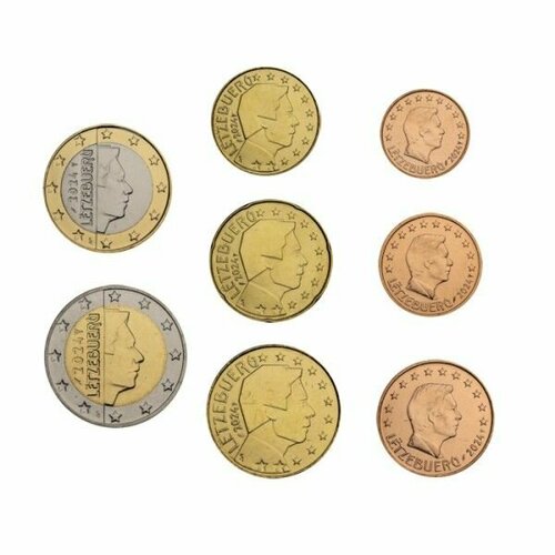 Набор монет евро 2024 года Люксембург. 8 штук. великобритания набор монет 1 2 5 10 20 50 пенсов 1 2 20 фунтов 2002 г proof