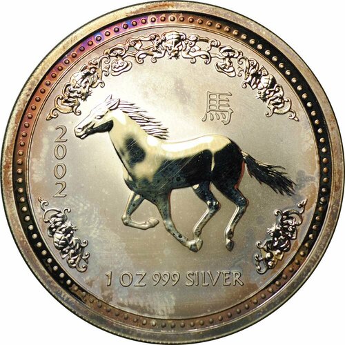 Монета 1 доллар 2002 Год лошади Лунар позолота Австралия