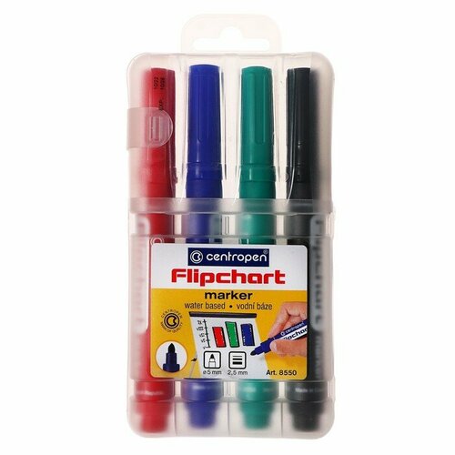 Набор маркеров для флипчарта 4цв 50 мм Centropen 8550 лин 25мм пластуп европодвес 661₽