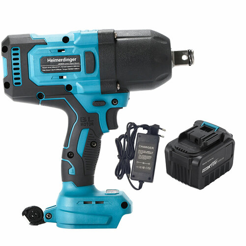 Бесщеточный беспроводной ударный гайковерт Heimerdinger 34 дюйма с питанием от литиевой батареи 1300 Нм с одной батареей 18В 90Ач 18690₽