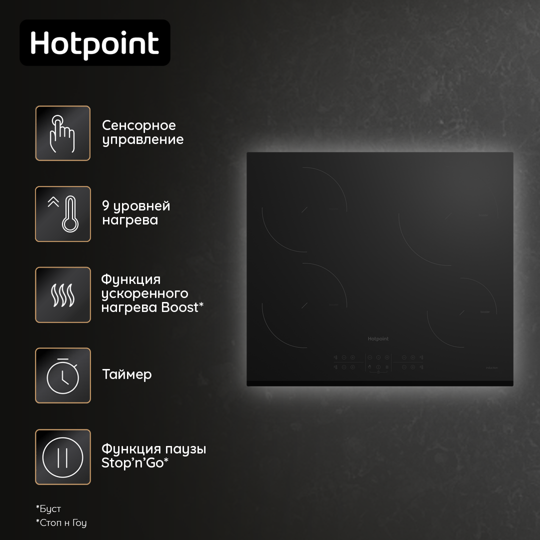фото Индукционная варочная поверхность Hotpoint HB 1560S BF, 60 см, черный