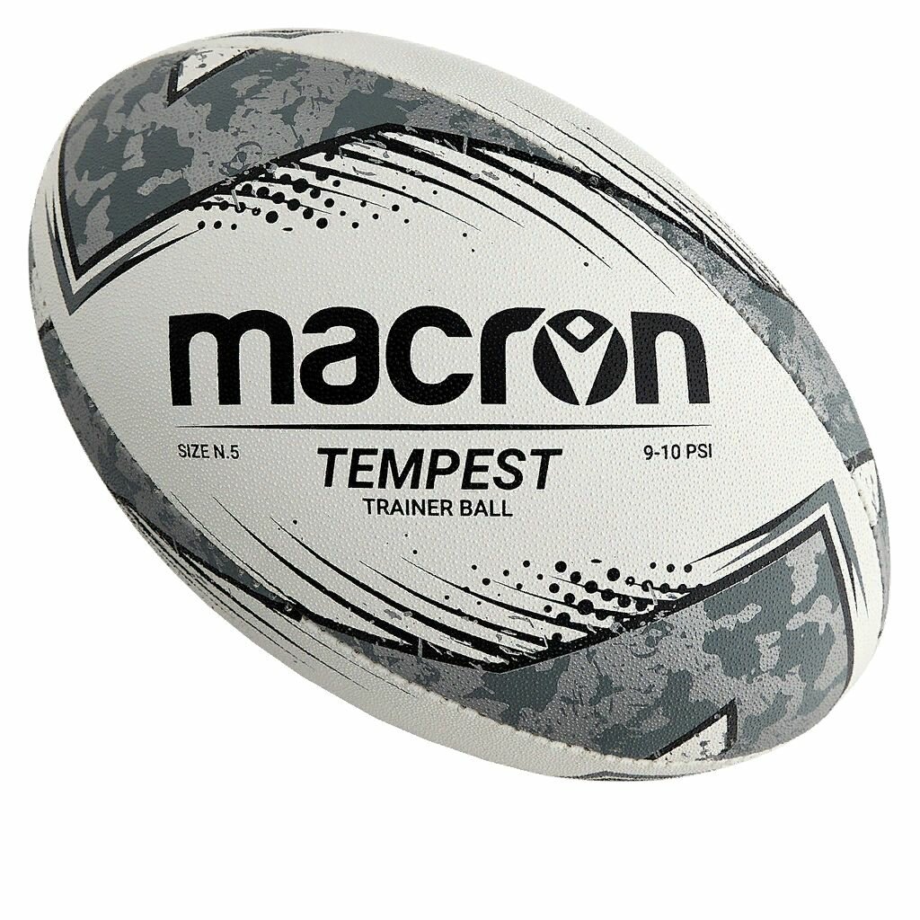 Мяч регбийный MACRON TEMPEST размер 5 WHITE/BLACK