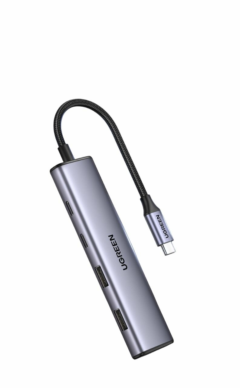 Хаб UGREEN CM473 (15395) 4-Port USB-C Hub. Цвет: серый космос