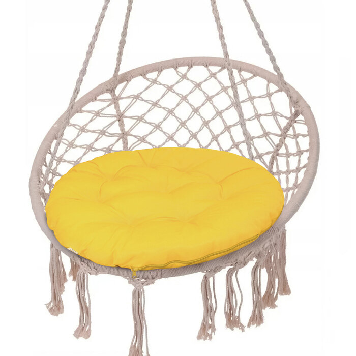 Подушка круглая на кресло непромокаемая D60 см цвет жёлтый грета 20% полиэстер 80%