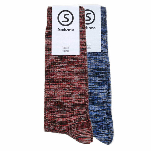 Носки Soclumo Комплект носков Soclumo 2 пары, 2 пары, размер 41-45, красный, синий, черный