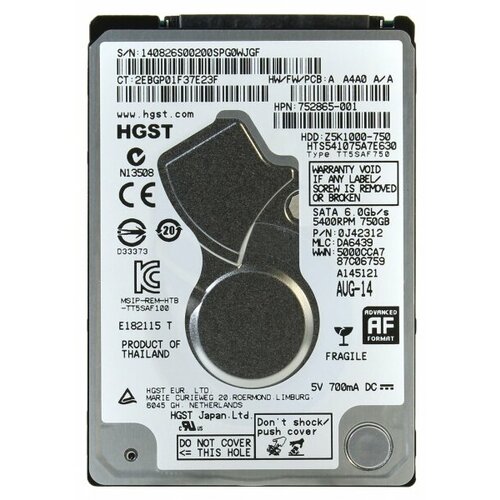 Жесткий диск HGST 0J42312 750Gb 5400 SATAIII 25 HDD 6170₽