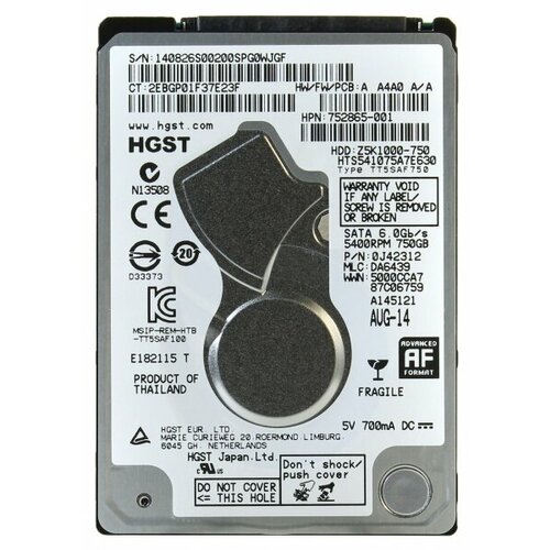 Жесткий диск HGST HTS541075A7E630 750Gb 5400 SATAIII 2,5