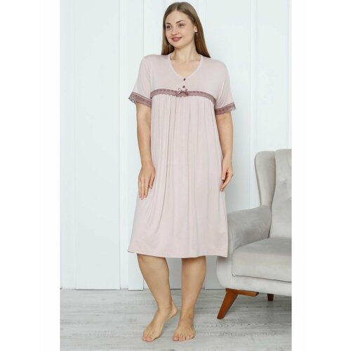 Сорочка NICOLETTA, размер 5XL, бежевый сорочка натали средней длины без рукава трикотажная размер 56 розовый