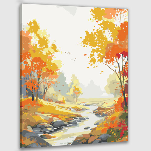 картина маслом осенний пейзаж поздняя осень Картина по номерам 50х40 Осенний пейзаж