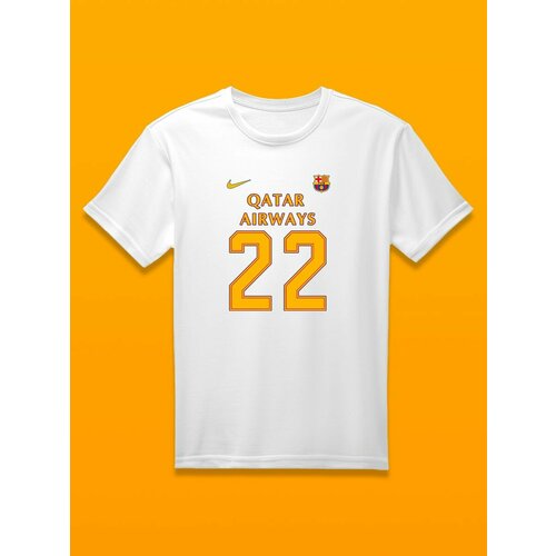 Футболка Барселона номер 22, размер 7XL, белый