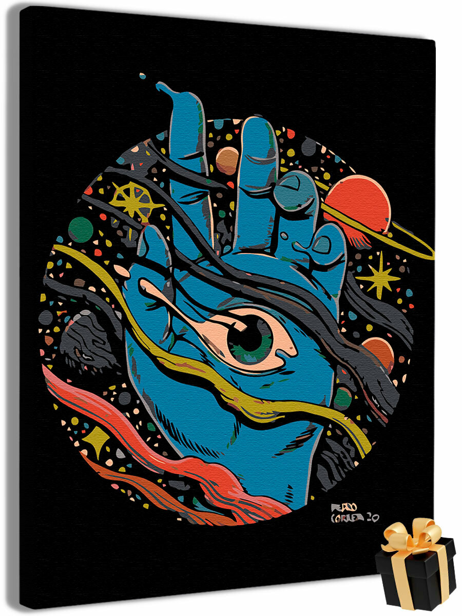 Картина по номерам "Рука и космос" на холсте с подрамником 40х50