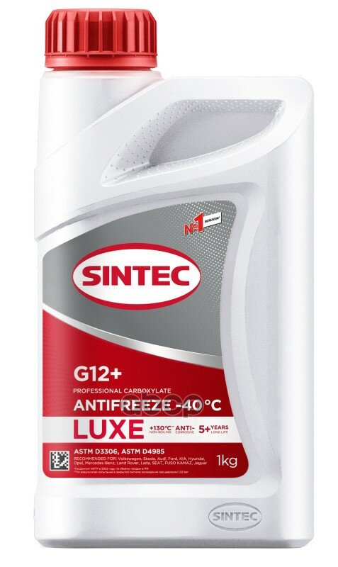 Антифриз Готовый G12+ 1Кг Антифриз Sintec Antifreeze Luxe G12+ Red -40 1Кг (15 Шт) SINTEC арт. 990550