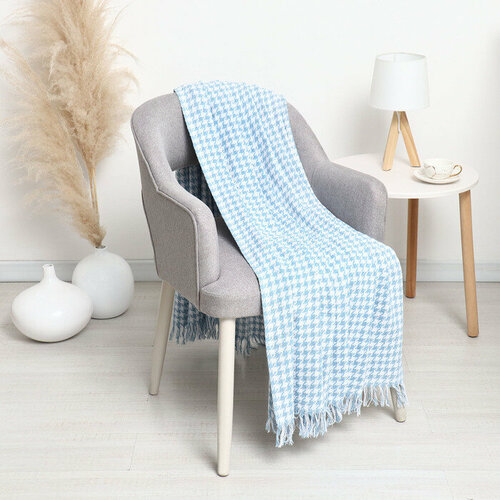 Плед Римский 140х200см, голубой, 80% хл, 20% пэ, 320 г/м