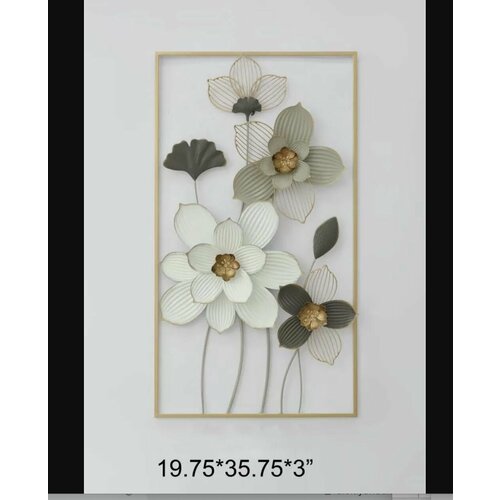 Панно настенное декоративное из металла Цветы 90 х 50 см / Картины для для интерьера на стену в стиле лофт / декор для дома интерьера