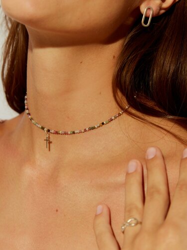 Изображение товара Чокер, серебро, 925 проба, турмалин