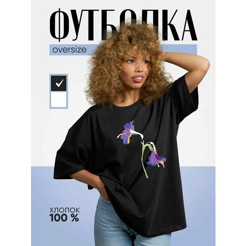фото Футболка колокольчик, черная, 100% хлопок, 1 шт., размер oversize, черный dari
