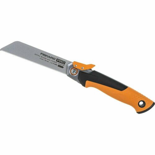 Пила Fiskars тяговая складная PowerTooth 150 мм, 19 зубьев на дюйм 1062932 оранжевый, оранжевый, черный