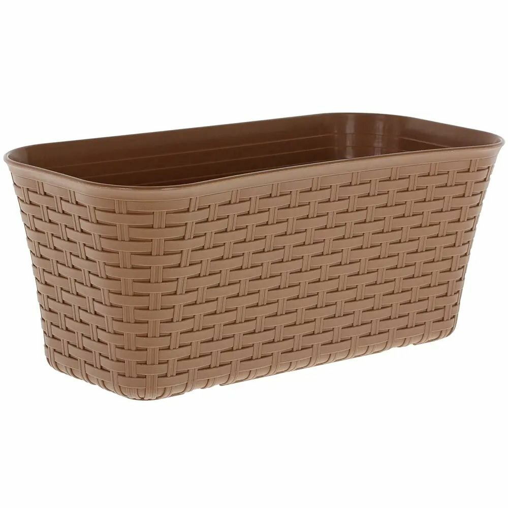 Ящик балконный Ротанг 40x18x16 см v11 л пластик бежевый