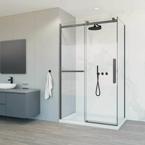Изображение товара Душевой уголок Vincea Комо Софт (Como Софт (Soft)) VSR-1CS1011CLGM, 1100*1000, вороненая сталь, стекло прозрачное