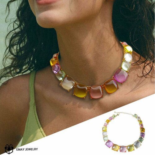 Колье Emay, искусственный камень, золотистый