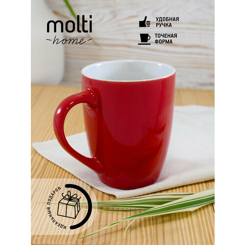 фото Кружка для чая и кофе глянцевая molti good morning чашка подарочная фаянсовая 360 мл, красная