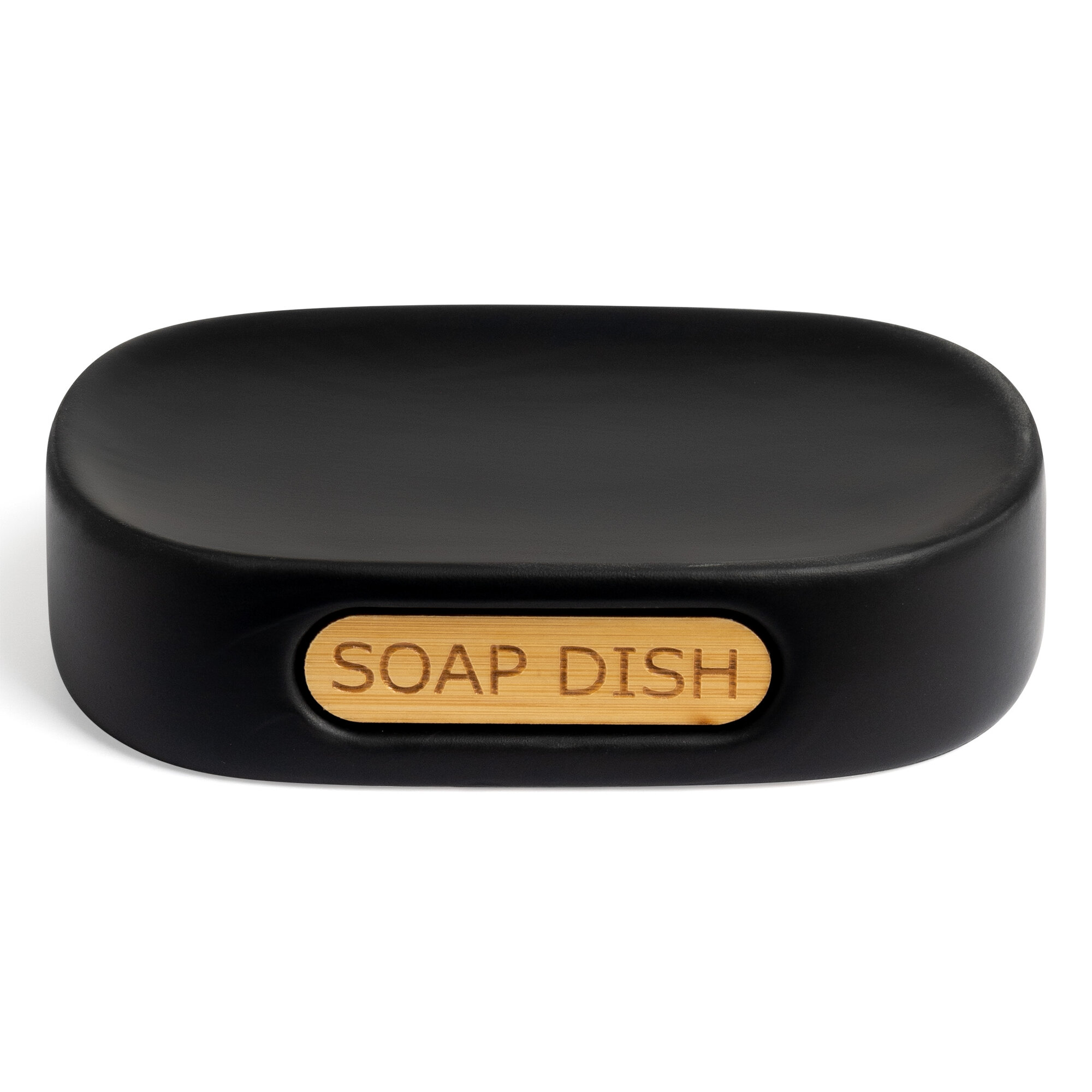 Мыльница DeNASTIA "BAMBOO" 12,4x8,4x3см, керамика, овал, цвет черный — фото 1